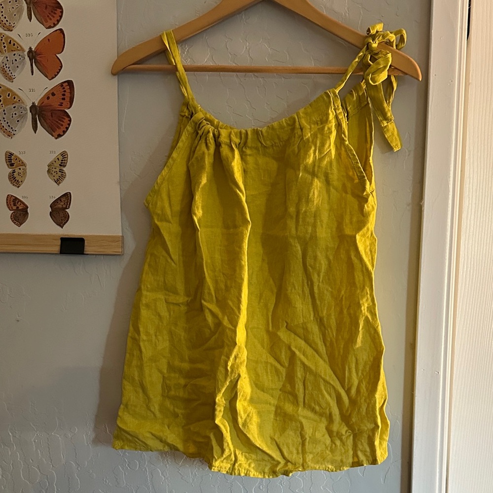 Yellow Women's Bellambia Linen Top Sleeveless M new